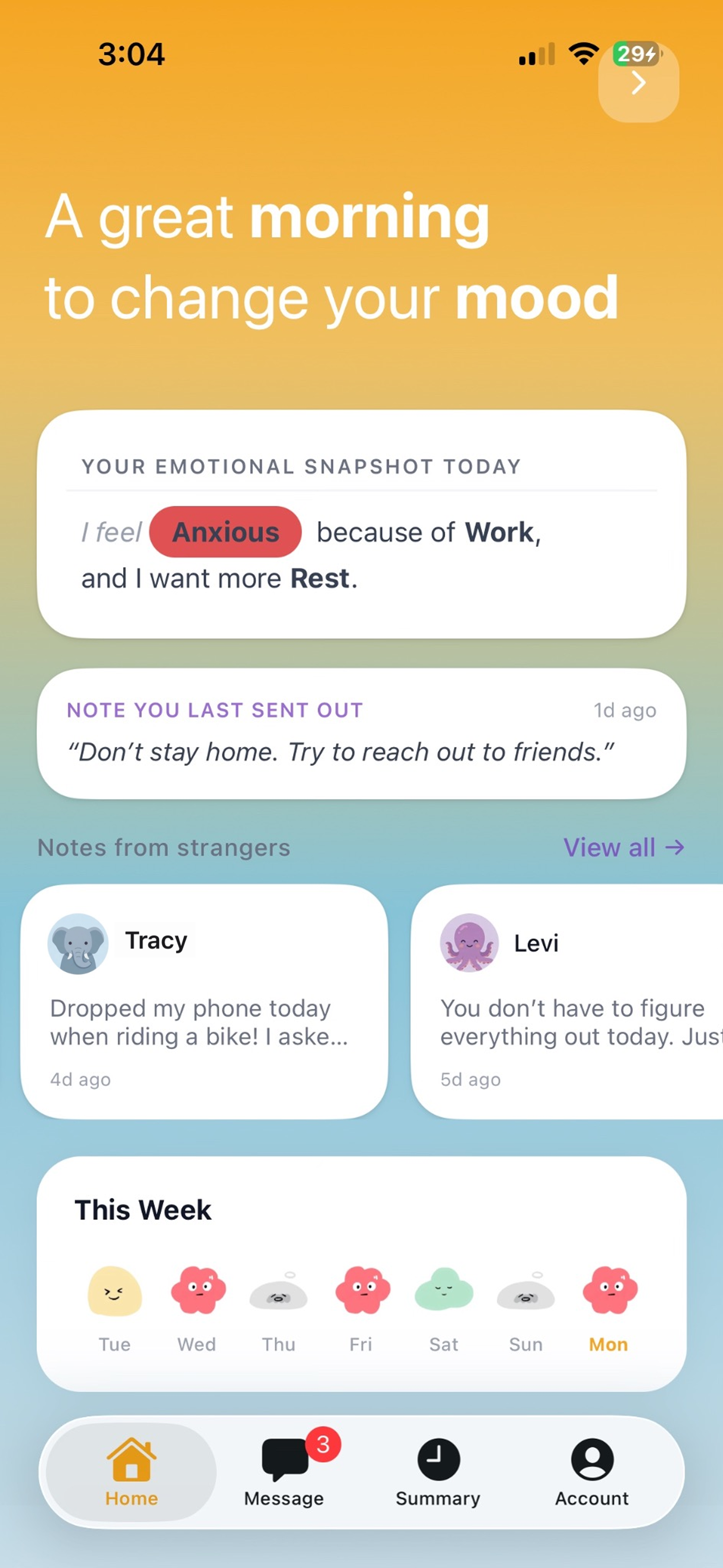 Emoti mood check-in screen