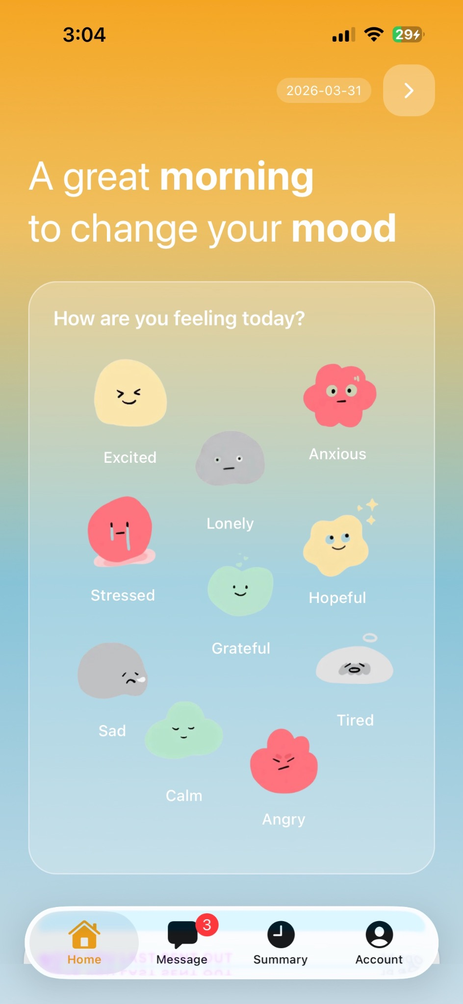 Emoti emotional summary screen