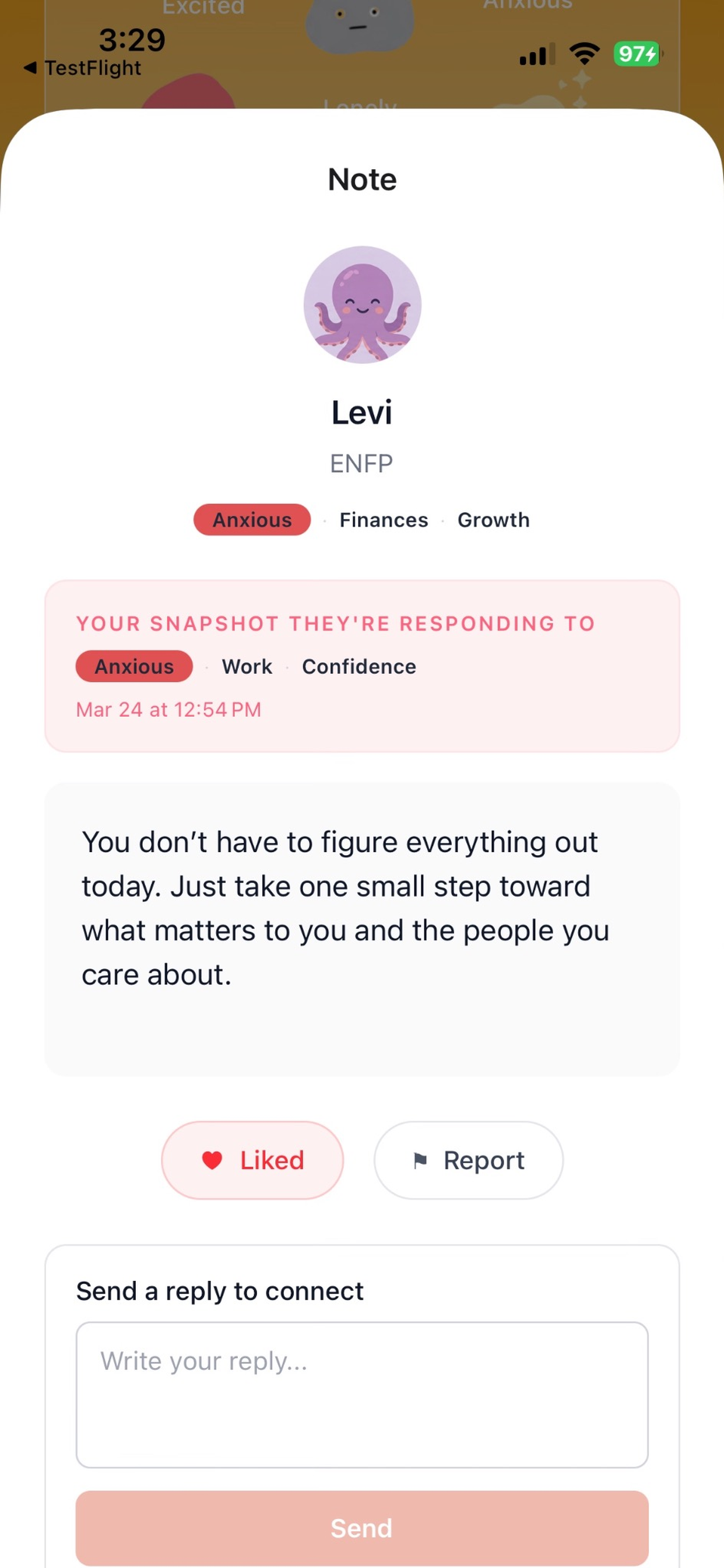 Emoti emotional summary screen